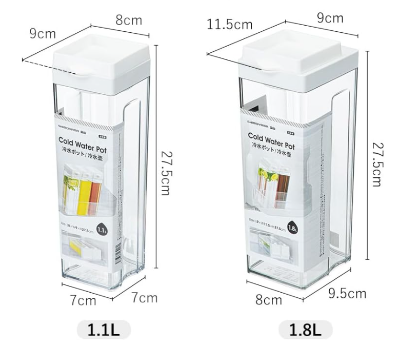 Shimoyama Cold Water Bottle, Cold Water Bottle, Pitcher, Barley Tea Pot, Jug, Water Pitcher, Water Jug, Barley Tea Bottle, Tea Pot, Cold Tea Pot, Horizontal Stand, Vertical Stand, Refrigerator, Slim, 1.8L