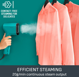 Tefal Pure POP DT2024 - Garment Steamer, Steam/Purify Garments, 20 g/min Continuous Steam, Lint Remover, Reversible Pad System, Ultra-Compact, Travel-Friendly, Fast Heat-Up, Teal Green