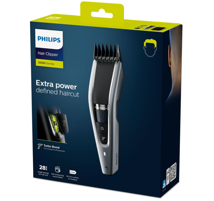 Philips HC5630/15 Series 5000 Hair Trimmer with 28 Length Settings, 3 Comb Attachments and Turbo Mode