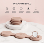 Satechi OntheGo™ 3 in 1 Wireless Charger, Qi2 Portable Charger with 15W Fast Charging for iPhone 17 to 12 Series, 5W for Apple Watch, and 5W for AirPods, Magnetic Travel Charging Station – Desert Rose