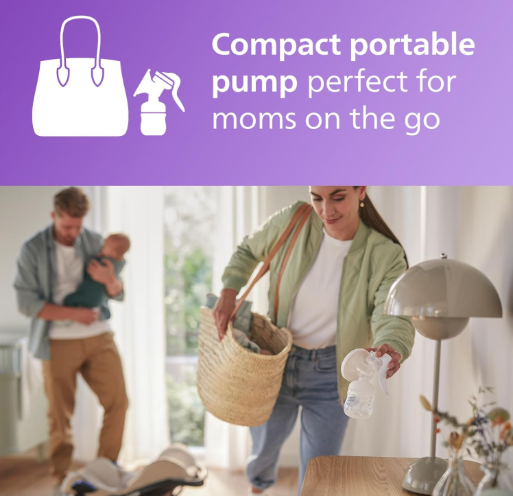 Philips Avent Manual Breast Pump - Easy Pumping with Natural Motion Technology - Transparent, SCF430/03