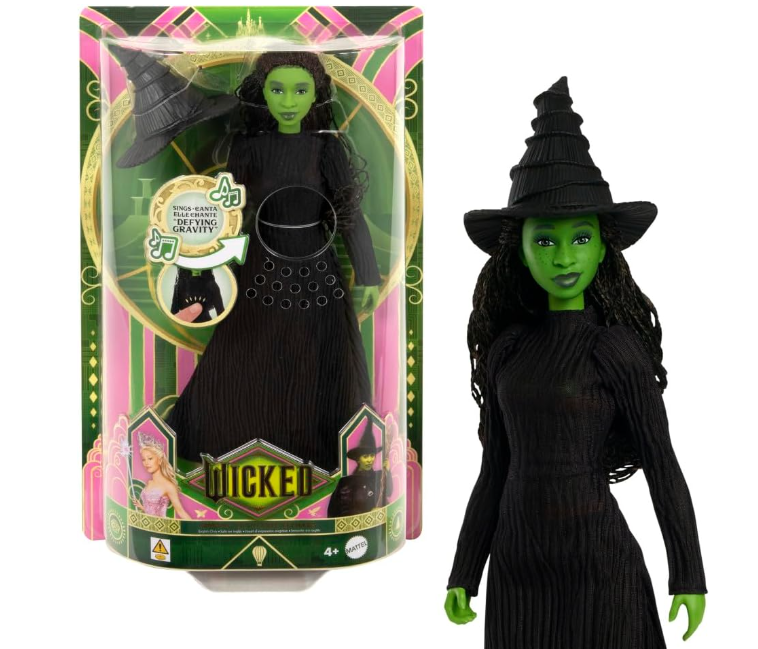 Mattel Wicked Singing Elphaba Fashion Doll & Accessories, Posable with Movie-Inspired Look & Removable Outfit, Sings “Defying Gravity”