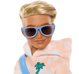 Barbie Dream Besties Doll and Accessories, Ken Posable Fashion Doll with Removable Fashions & Blonde Hair, 9 Summer & Skateboard Themed Pieces