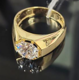 9K Yellow Gold Mens SignetStyle Ring 2.58 Carat Lab Grown E-F VVS1 Diamond