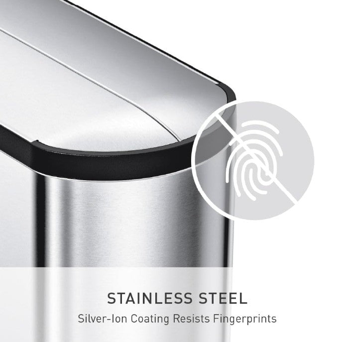 simplehuman Stainless Steel Butterfly Lid Kitchen Step Trash Can, Multi, 45 Liter / 11.9 Gallon, CW1897