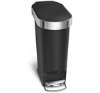 simplehuman 40 Liter / 10.6 Gallon Slim Kitchen Step Trash Can with, Liner Rim, Black Plastic