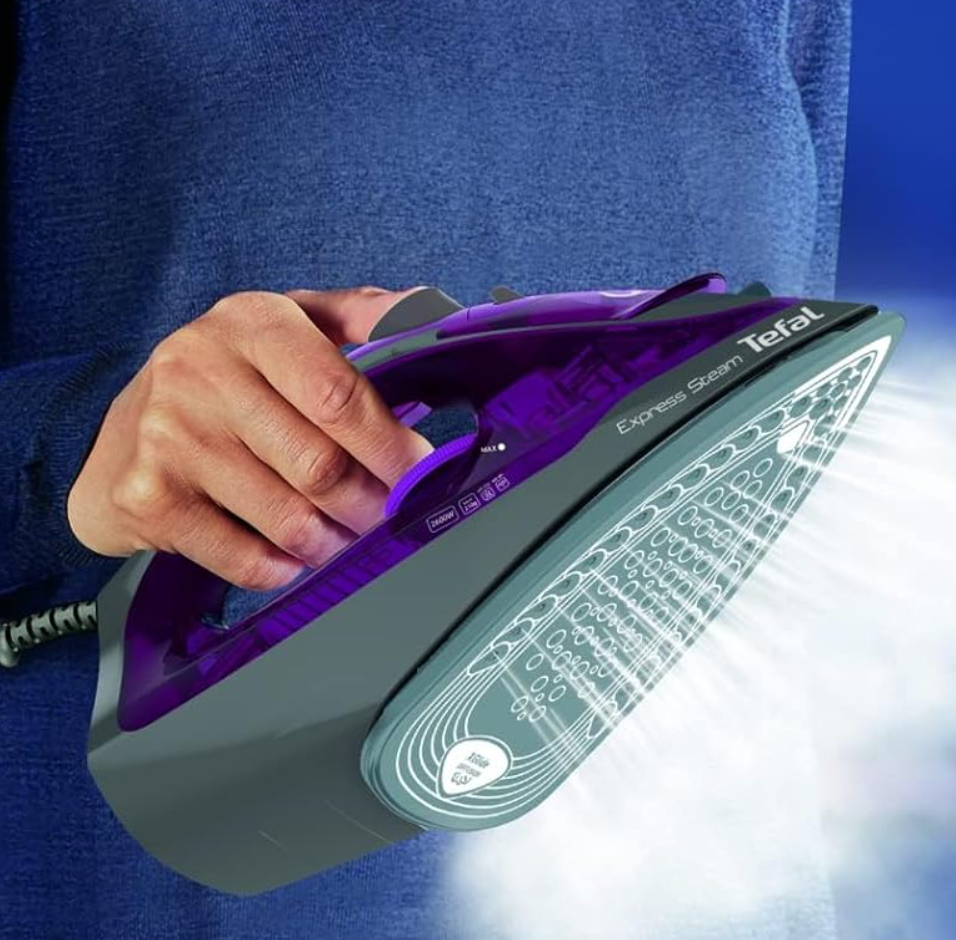 Tefal Express Steam FV2843 - Steam Iron, 2600W, 210g/min Boost Shot, 45g/min Continuous Output, Ceramic Soleplate, Easy-Refilling Water Tank, Anti-Drip Protection, Automatic Steam