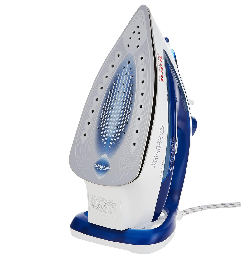 Tefal Easygliss FV5715 - Steam Iron, 190g/min Boost Shot, 45g/min Continous Output, Automatic Steam, Anti-Scale Setting, Durilium Airglide, Blue