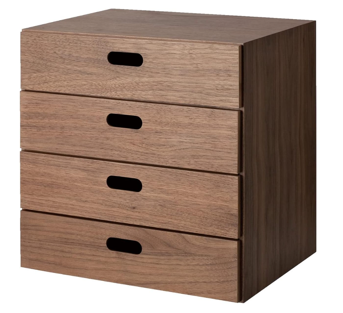 Mu-in Ryohin Stacking Chest, Width 37 x Depth 28 x Height 37 cm, 4 Drawers, Walnut Veneer, 12381211 Main image