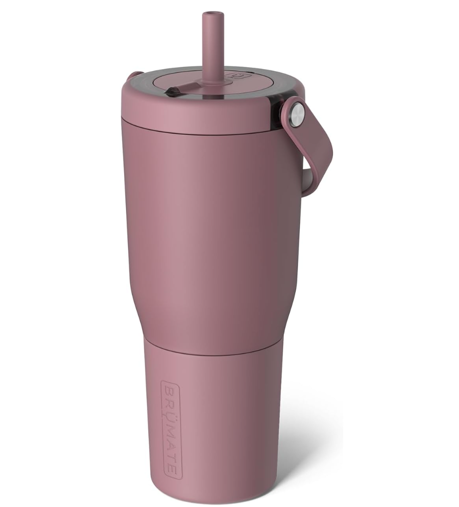 BrüMate Resa BRS35RT - Tumbler with handle and straw, 1.04L/35oz size, 100% leakproof, triple-insulated, made of Stainless Steel, Silicone sleeve, cup-holder friendly, Rose Taupe color Main image