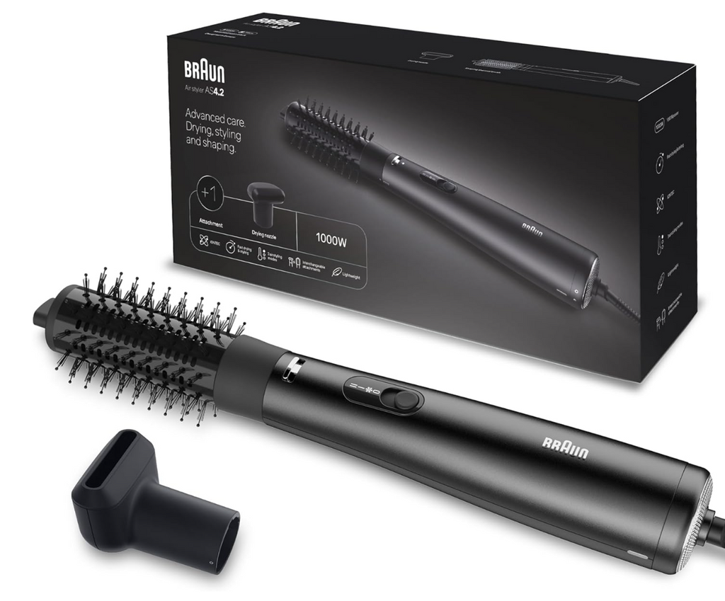 Braun Satin-Hair 4 As 420 Air Styler 4.2 Hair Dryer Ionic Iontec With Fast Drying Nozzle 38mm Round Thermal Brush Black