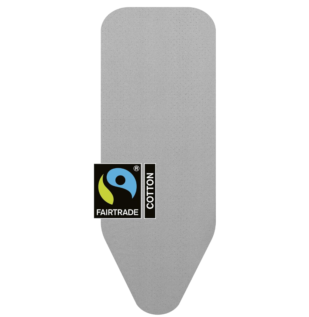BRABANTIA Made In Europe Ironing Board Cover PerfectFit for Size C, 124x45cm Heat Reflective, Top Layer Only, Metallized