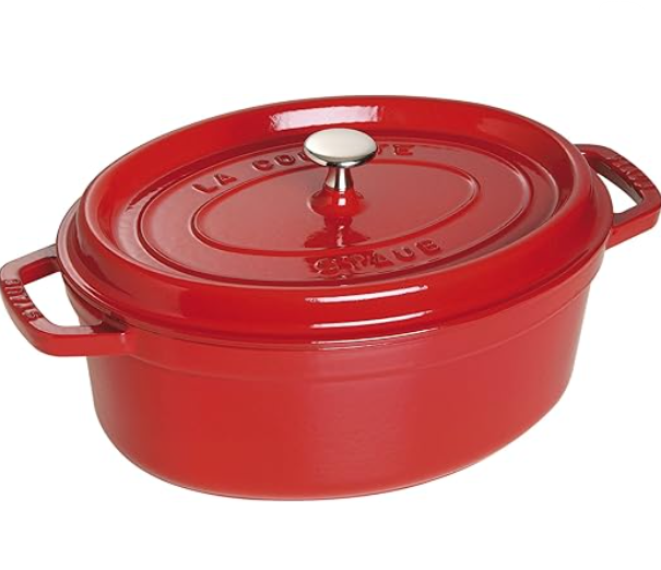 STAUB Oval Cocotte Casseroles With A Lid, Cherry, 29cm