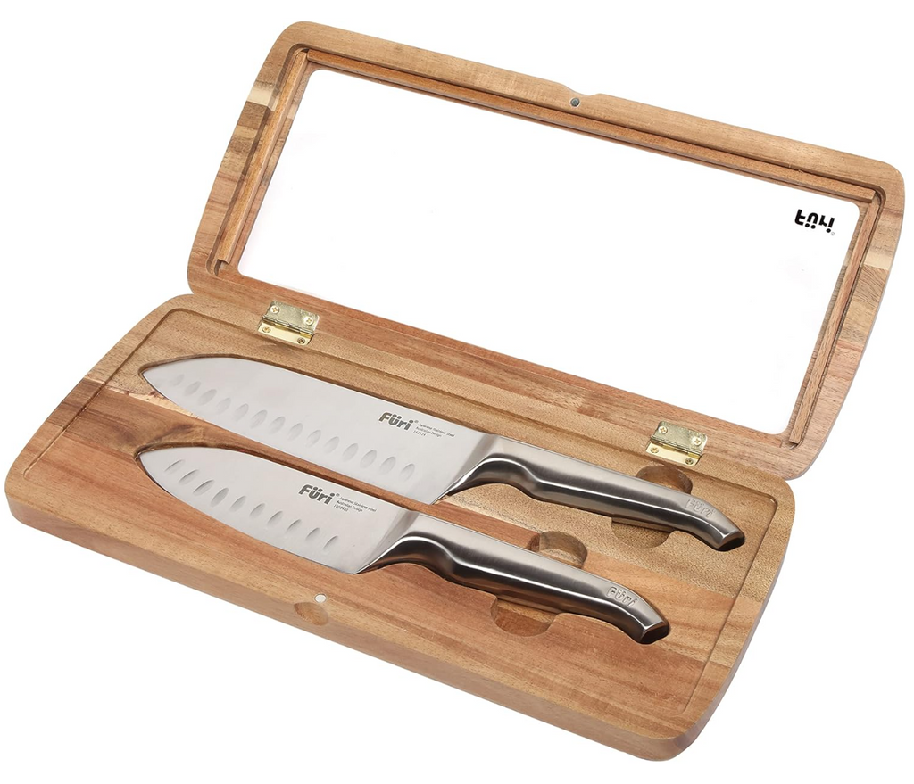 Furi Pro East West TM Santoku Knife Set 2 Piece, Silver