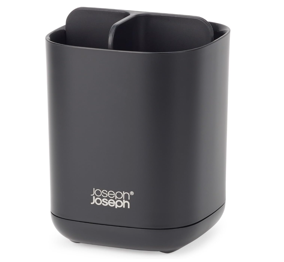 Joseph Joseph Easy-Store - Toothbrush Holder Caddy, Bathroom Storage, Compact, Matt Black