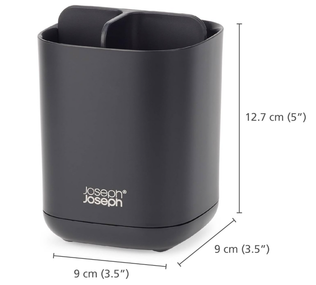 Joseph Joseph Easy-Store - Toothbrush Holder Caddy, Bathroom Storage, Compact, Matt Black