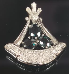 750WG Blue Sapphire With Diamonds Pendant 4.2GM