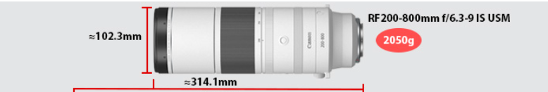Canon RF 200to800mm f6.3to9 IS USM Camera Lens Grey