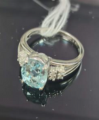 950 Platinum Aquamarine And Diamond Ring 6.9G Size 13