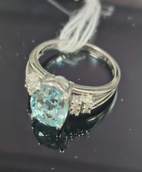 950 Platinum Aquamarine And Diamond Ring 6.9G Size 13