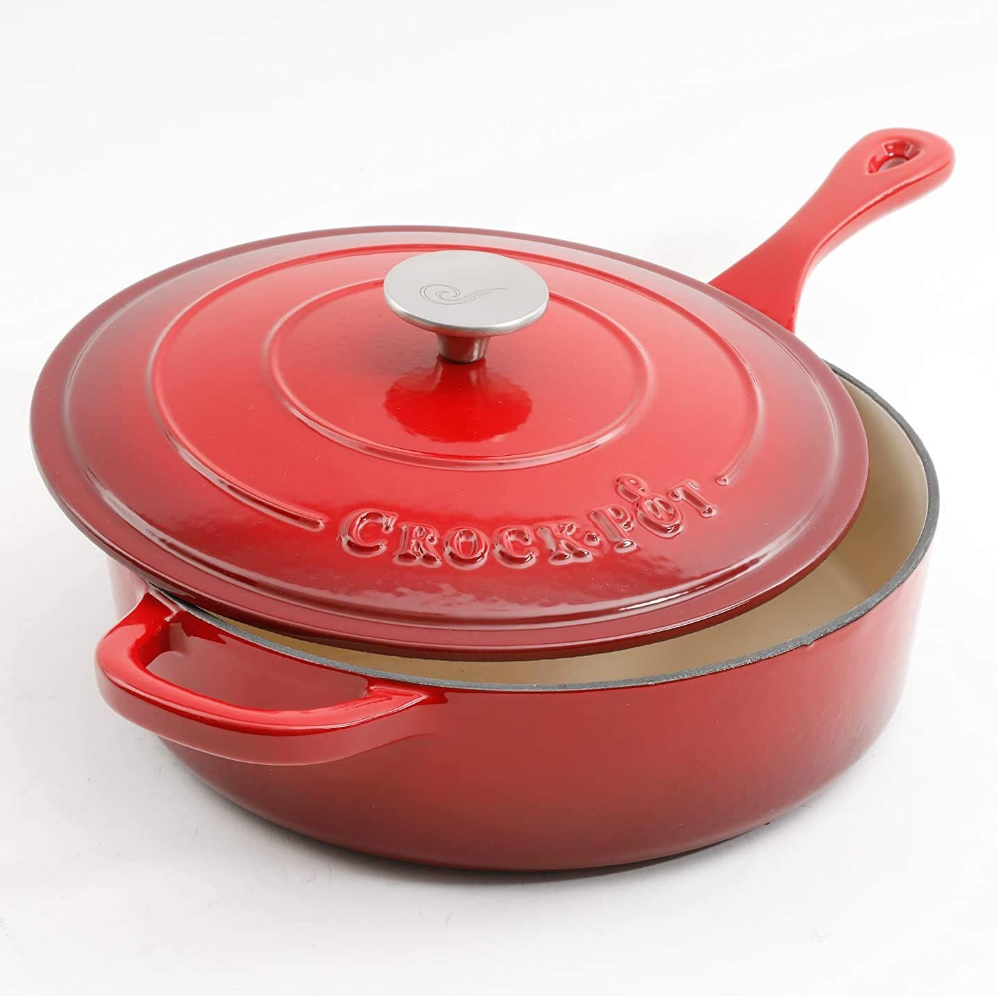 Crock Pot Artisan 3.5 Quart Enameled Cast Iron Deep Sauté Pan, Scarlet Red Secondary image