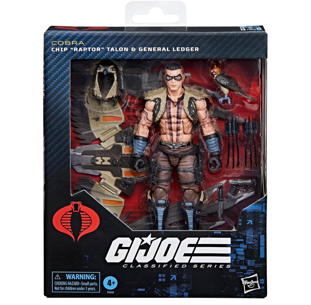 G.I. Joe Classified Series , CHIP RAPTOR TALON & GENERAL LEDGER, Collectible 6 Inch Action Figure & Pet with 7 Accessories; Articulated Wings