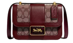 Coach Alie Shoulder Bag 18 In Signature Jacquard With Snakeskin Detail Brass Burgundy Blk Cherry