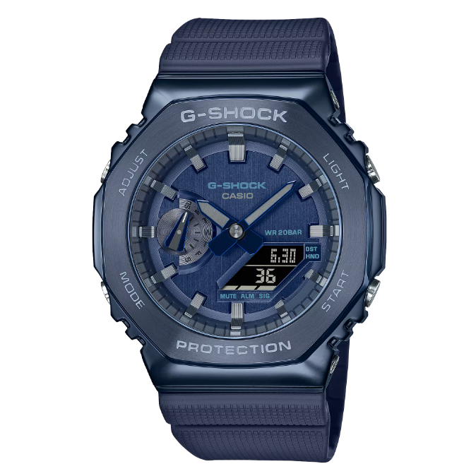 Casio GShock GM2100N2A Watch Blue Dial Navy Blue Resin Strap