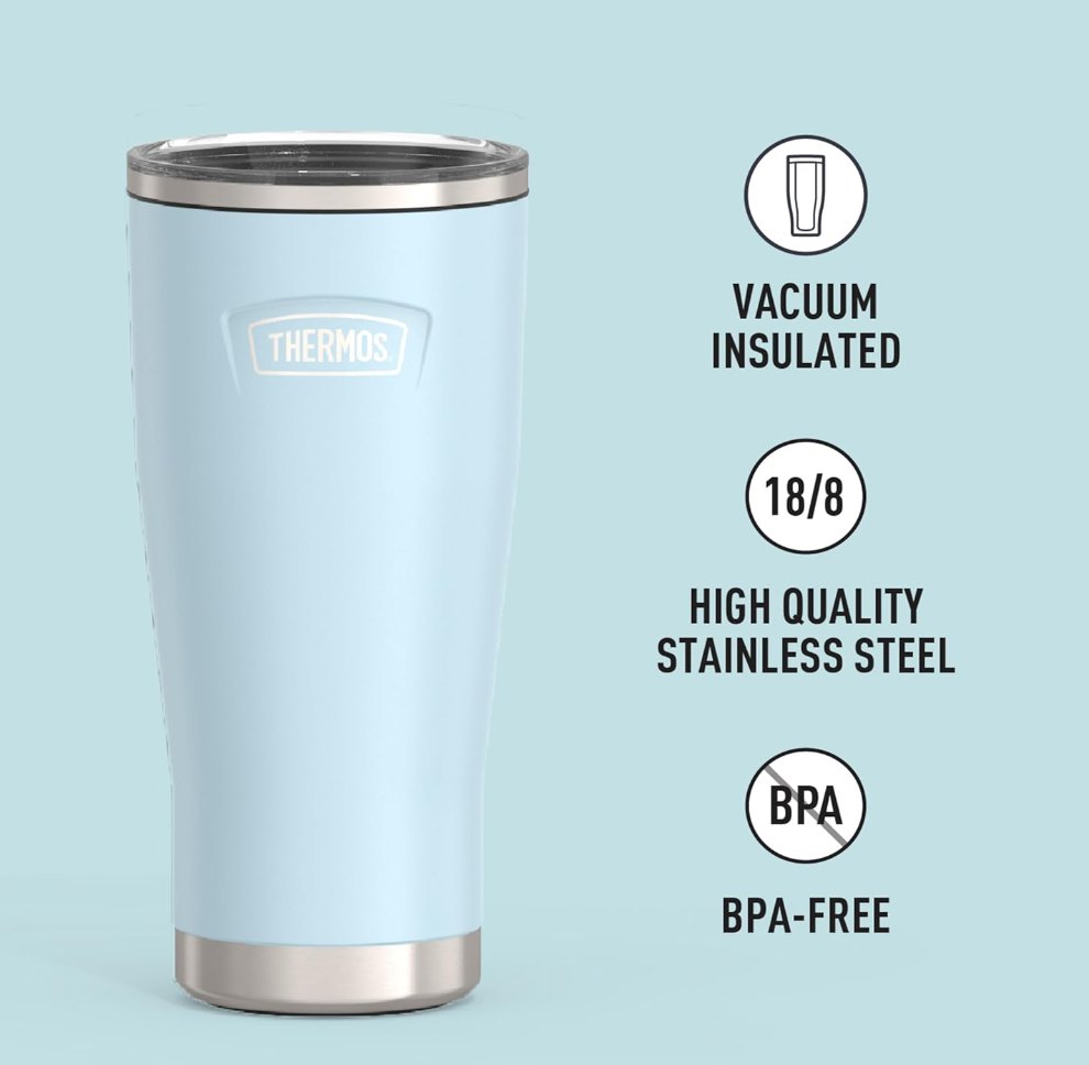 ICON SERIES BY THERMOS Stainless Steel Cold Tumbler with Slide Lock, 24 Ounce, Glacier