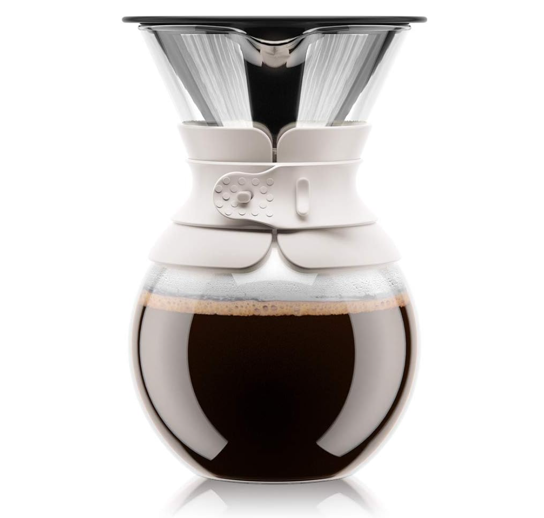 Bodum 11571-913S Pour Over Coffee Maker with Permanent Filter, 1L, Off White