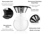 Bodum 11571-913S Pour Over Coffee Maker with Permanent Filter, 1L, Off White