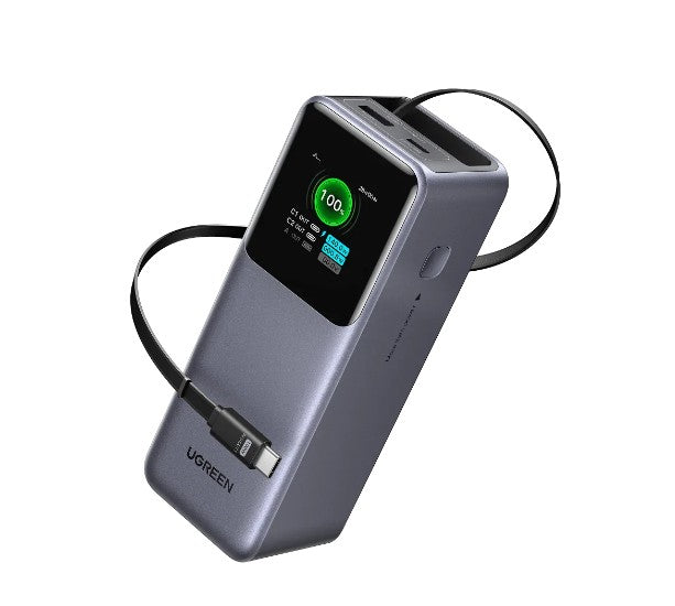 UGREEN Nexode Power Bank 20000mAh 165W with Built-in USB C Cable Laptop Travel Portable Charger, 100W Input, Fast Charging for MacBook Pro/Air/iPhone 16/iPad Pro/Galaxy S25 Ultra/Dell/HP and More