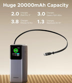 UGREEN Nexode Power Bank 20000mAh 165W with Built-in USB C Cable Laptop Travel Portable Charger, 100W Input, Fast Charging for MacBook Pro/Air/iPhone 16/iPad Pro/Galaxy S25 Ultra/Dell/HP and More