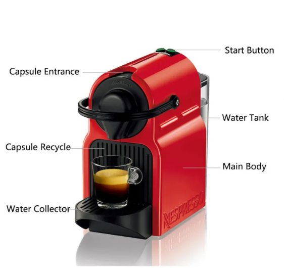 NESPRESSO INISSIA C40/NO CAPSULE COFFEE MACHINE-ELEC/BOX/RED