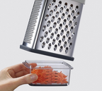 Joseph Joseph Multi-Grip Box Grater for Cheese with Precision food grip, Stainless Steel blades for grating and slicing, non-slip base, Dishwasher safe