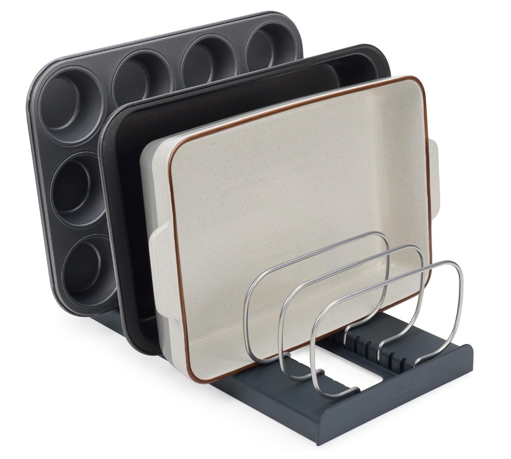 Joseph Joseph DrawerStore Cookware Organiser, Baking Tray Rack, Space Saving Storage for Pans, Lids, Chopping Boards
