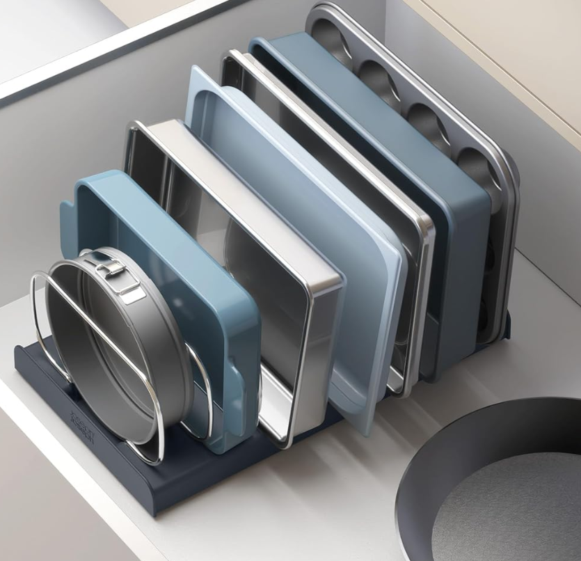 Joseph Joseph DrawerStore Cookware Organiser, Baking Tray Rack, Space Saving Storage for Pans, Lids, Chopping Boards