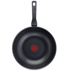 Tefal C38519 XL Force Wok Pan 28 cm Non-Stick Coating Durable Robust Thermal Signal Diffusion Base Pan Base Extra Wide Shape Sturdy Handle Black