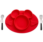 The First Years Disney Mickey Mouse Silicone Placemat with Stainless Steel Fork & Spoon 3 Piece Set