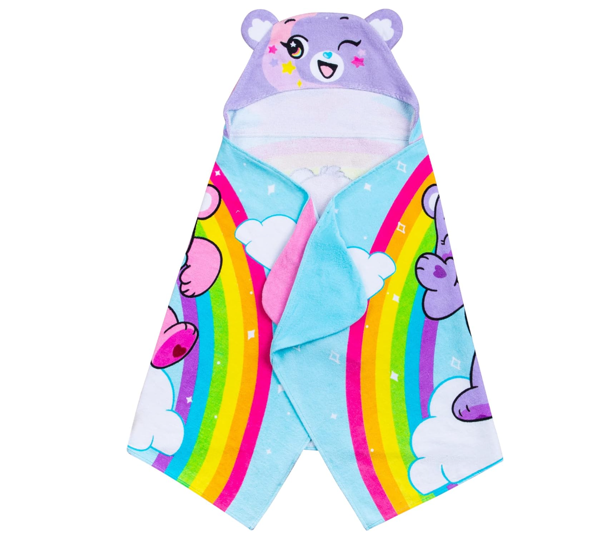 Franco Care Bears Bath/Pool/Beach Soft Cotton Terry Hooded Towel Wrap, 24 in x 50 in