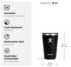 HYDRO FLASK - All Around Tumbler 473 ml -16 oz - Lockable, Leak-proof Push In Lid - Double Walled, Vacuum Insulated Stainless Steel Travel Mug - Hot & Cold - Surf