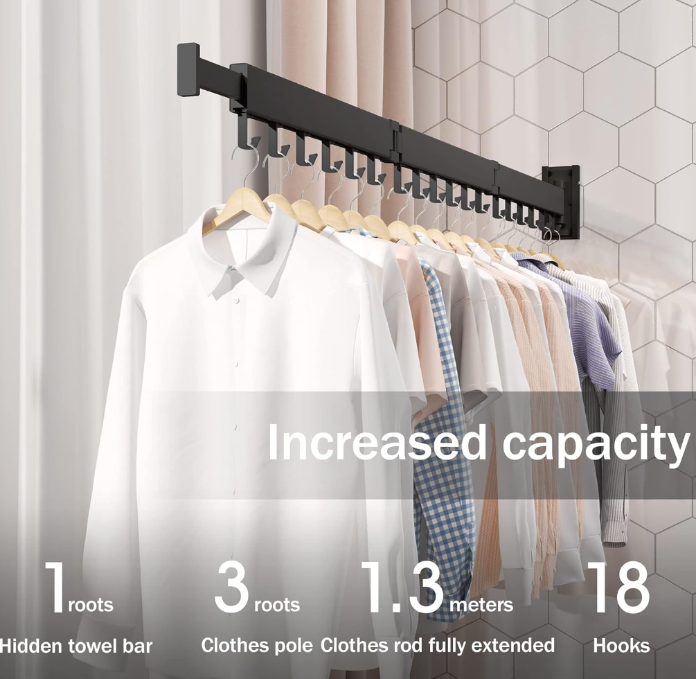 BOQORAD Wall Mounted Clothes Hanger Rack