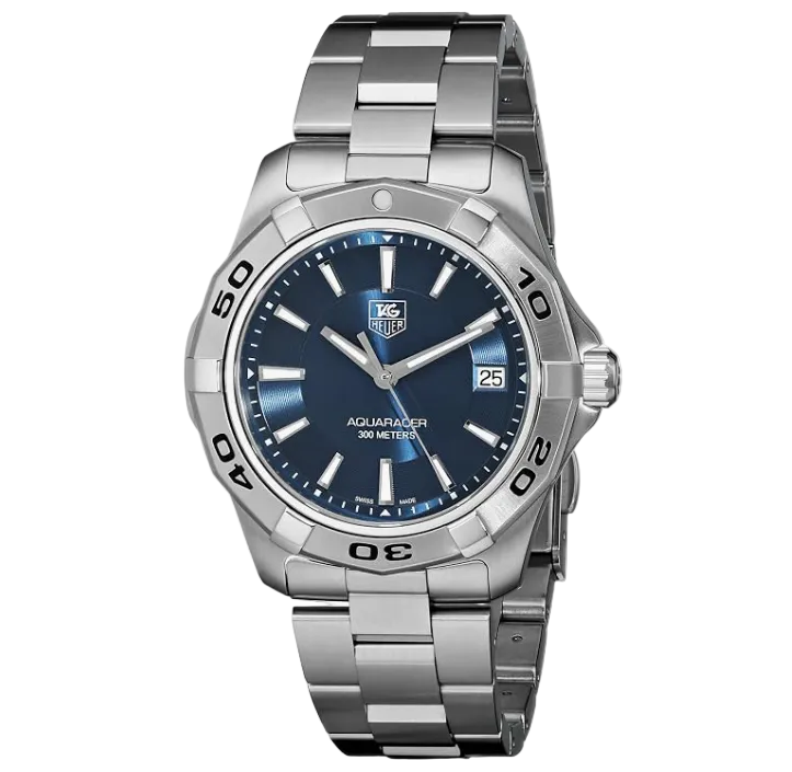 TAG Heuer Mens WAP1112 Aquaracer Stainless Steel Blue Dial Watch Main image