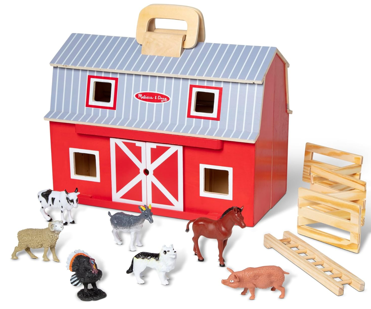 Melissa & Doug Wooden Fold & Go Barn