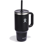 Hydro Flask - Travel Tumbler 946 ml -32 oz with Closable Press-In Straw Lid - Stainless Steel - Double Wall Vacuum Insulated - Splash resistant lid - Black