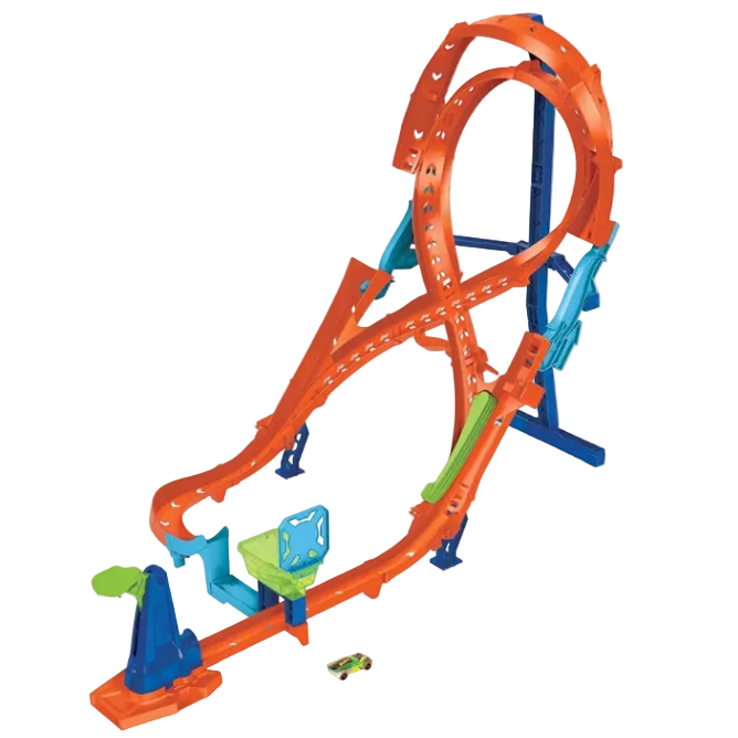 Hot Wheels Track Set with 1 Hot Wheels Car Tall Figure 8 Track For Race And Stunting