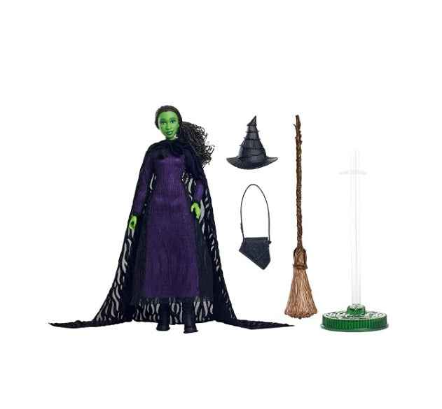 Mattel Wicked Elphaba HXY38 Deluxe Fashion Doll and Accessories Movie Inspired Look with Braided Hair Various Poses Possible