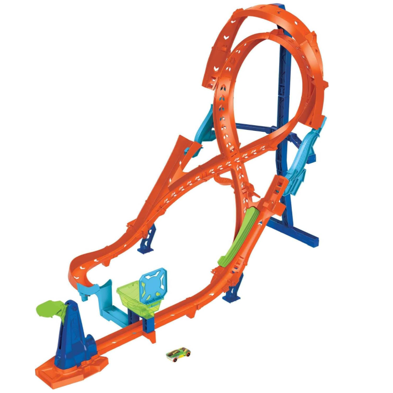 Hot Wheels Track Set With 1 Hot Wheels Car Tall Figure 8 Track For Race And Stunting