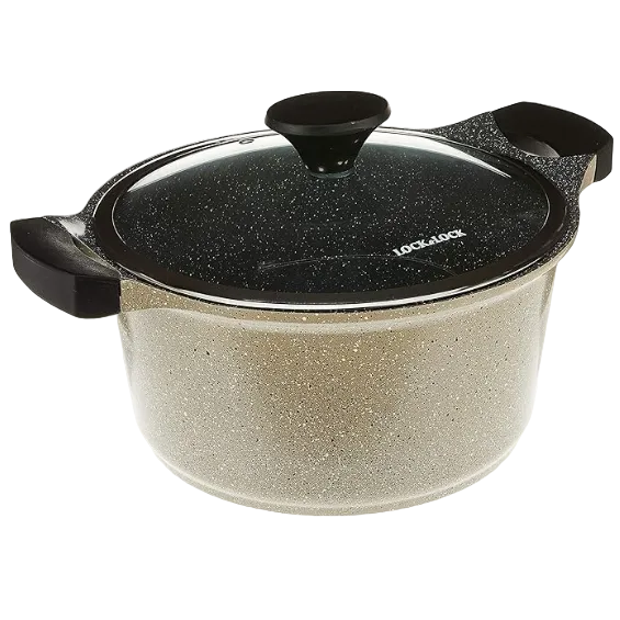 Lock And Lock CookPlus Marble Stone 24cm Deep Casserole Grey
