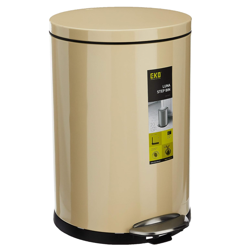 Eko 281HB EK921920CR Luna Stainless Steel Step Bin With Soft Closing Lid 20L Cream Main image